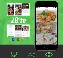 UI设计－美食类程序界面：2Bite UI Kit - 30 Screens
